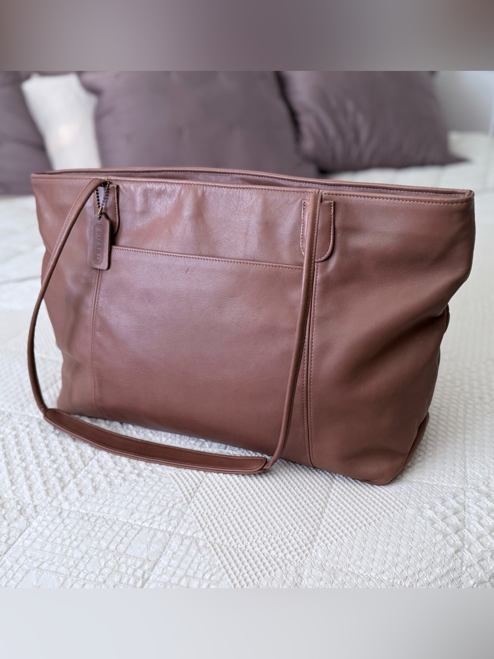 1996 Vintage Coach Organizer Tote 4067 Cappuccino Brown Weekender Work Bag Purse